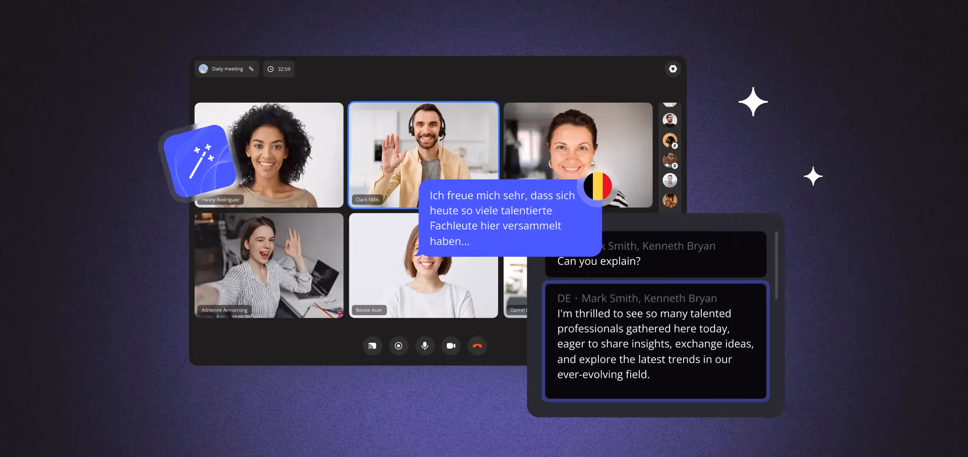 Multilingual video conferencing breaking language barriers with real-time AI translation