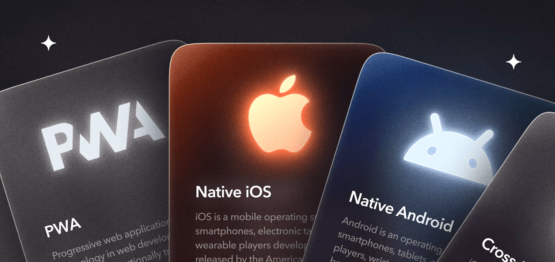 Mobile app development approaches including native, cross-platform, and PWA technologies