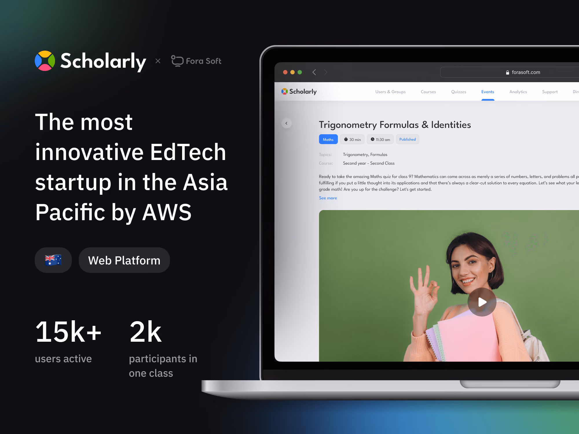 Online learning system serving 15,000 users with comprehensive educational tools