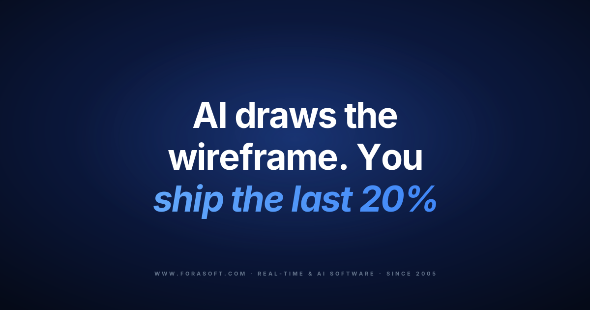 AI wireframe generator guide cover: AI draws the wireframe, you ship the last 20%