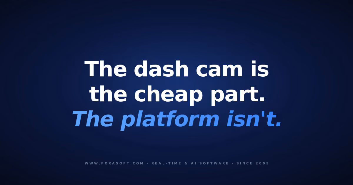 Fora Soft cover: the dash cam is the cheap part, the platform isn't - on video telematics platform development
