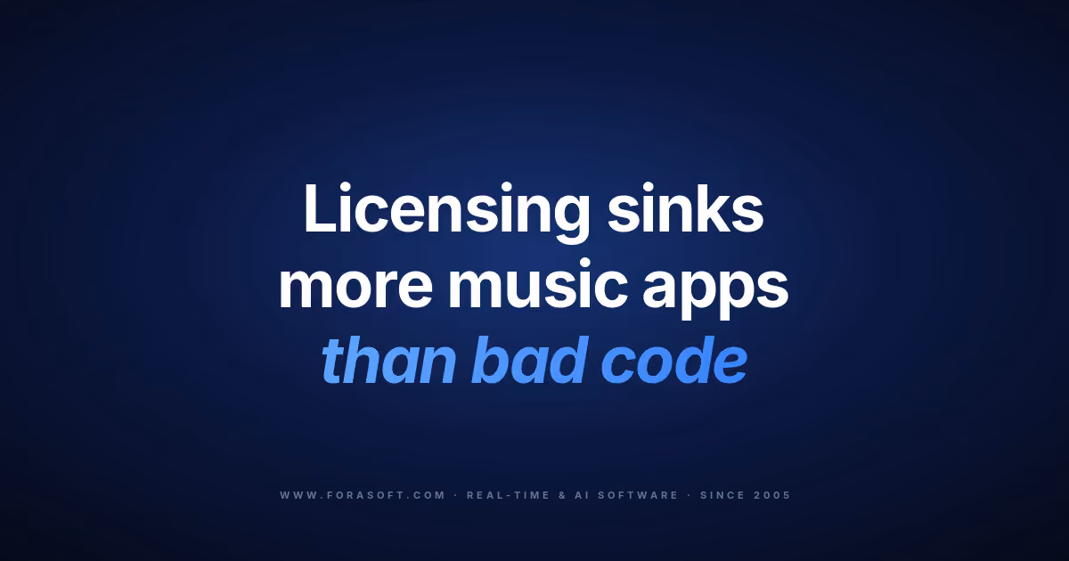 Music streaming app development cover: licensing sinks more music apps than bad code
