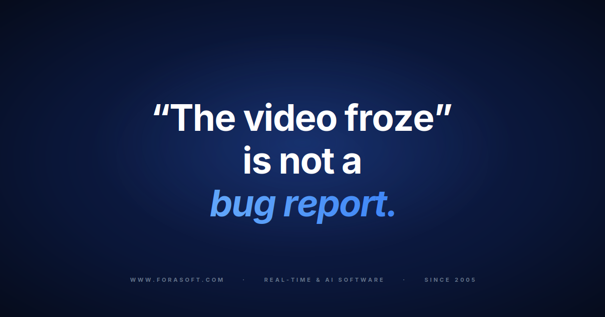 StreamTest guide cover: “The video froze” is not a bug report
