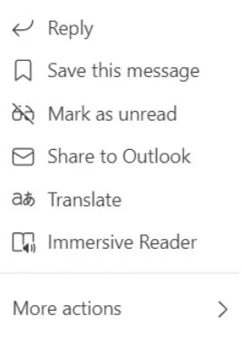 Sharing a Teams message on Outlook