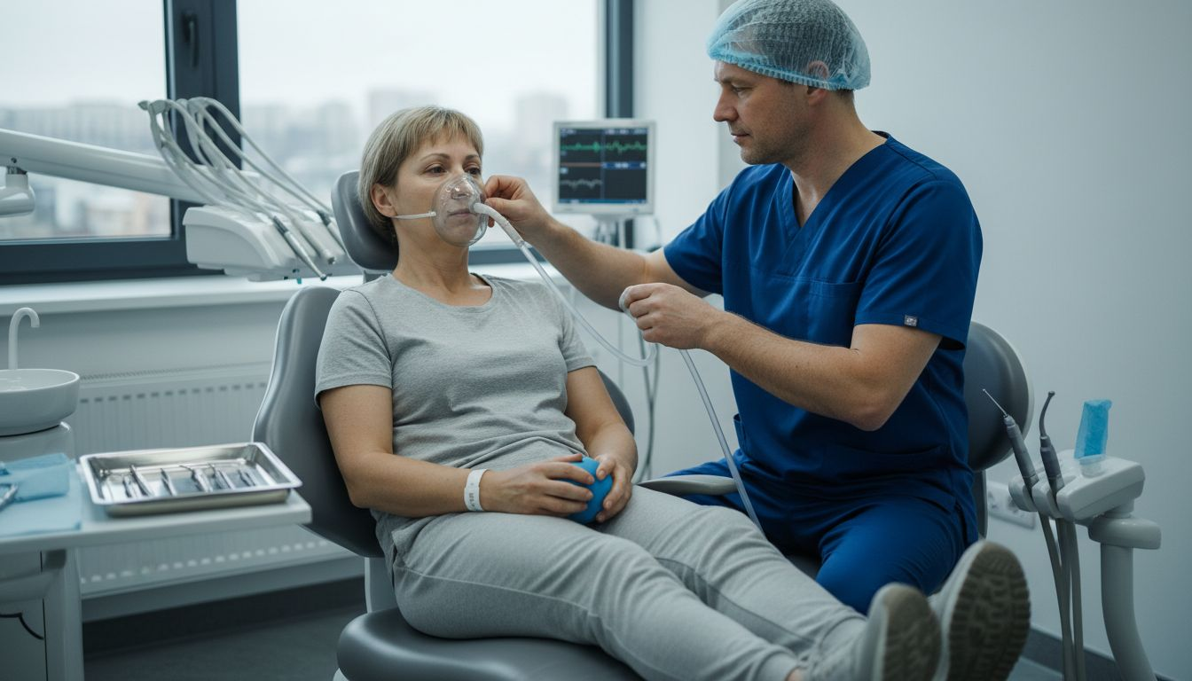 Dentist preparing sedation for dental patient