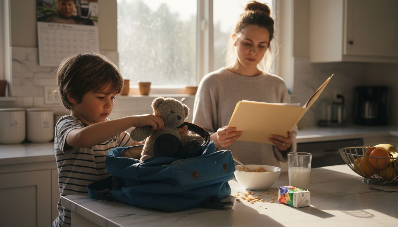 Child selects comfort items before dental visit