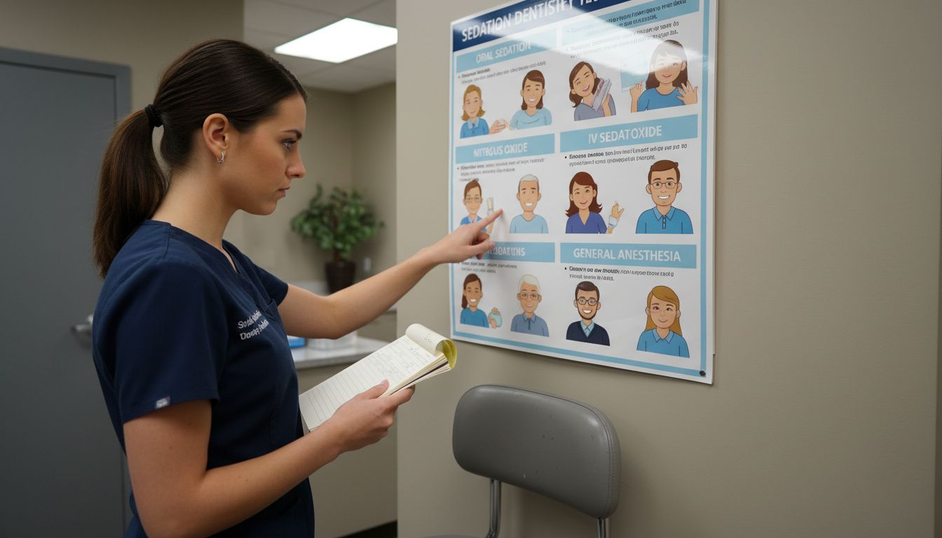 Dental assistant explains sedation options chart