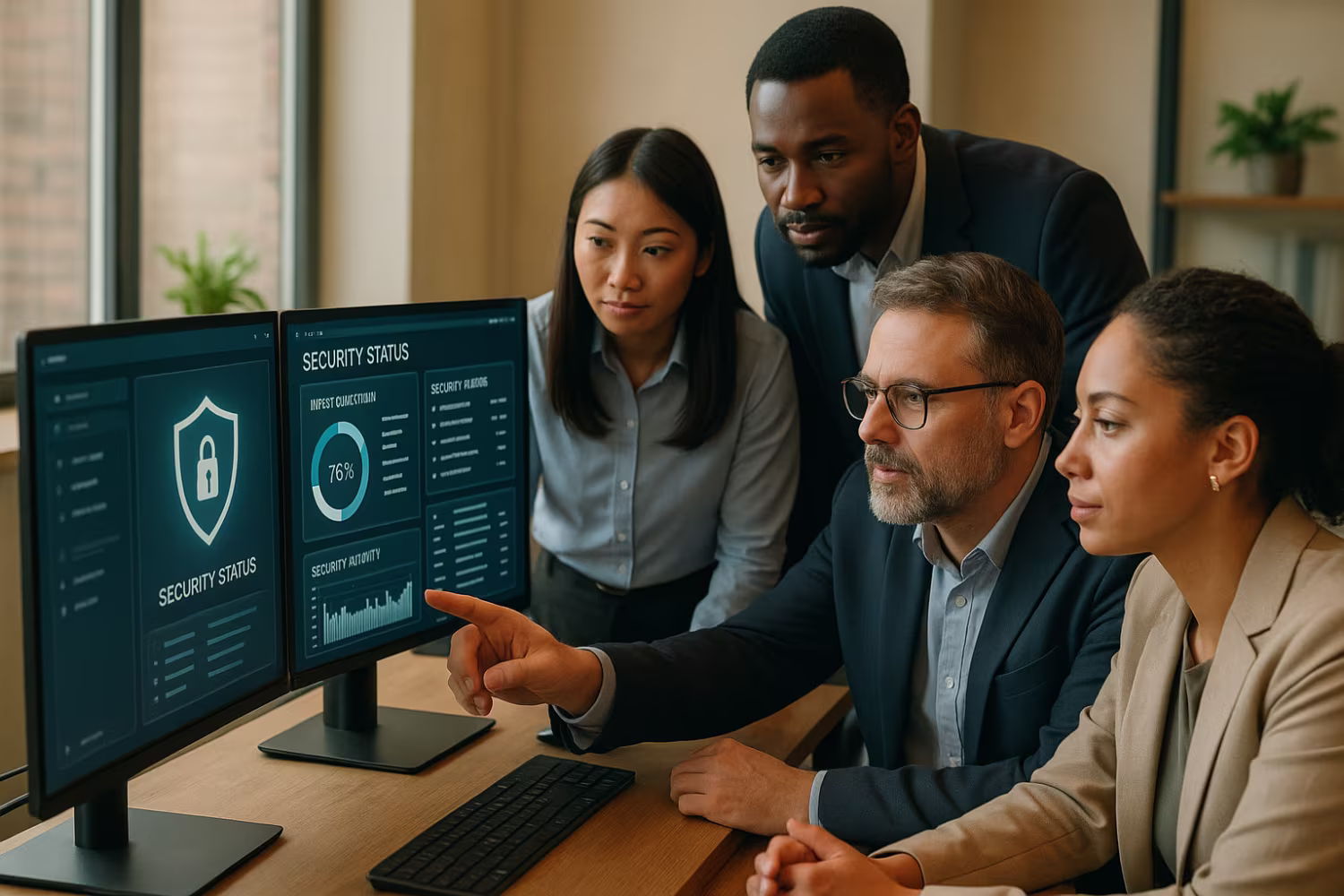 Team configuring endpoint security management
