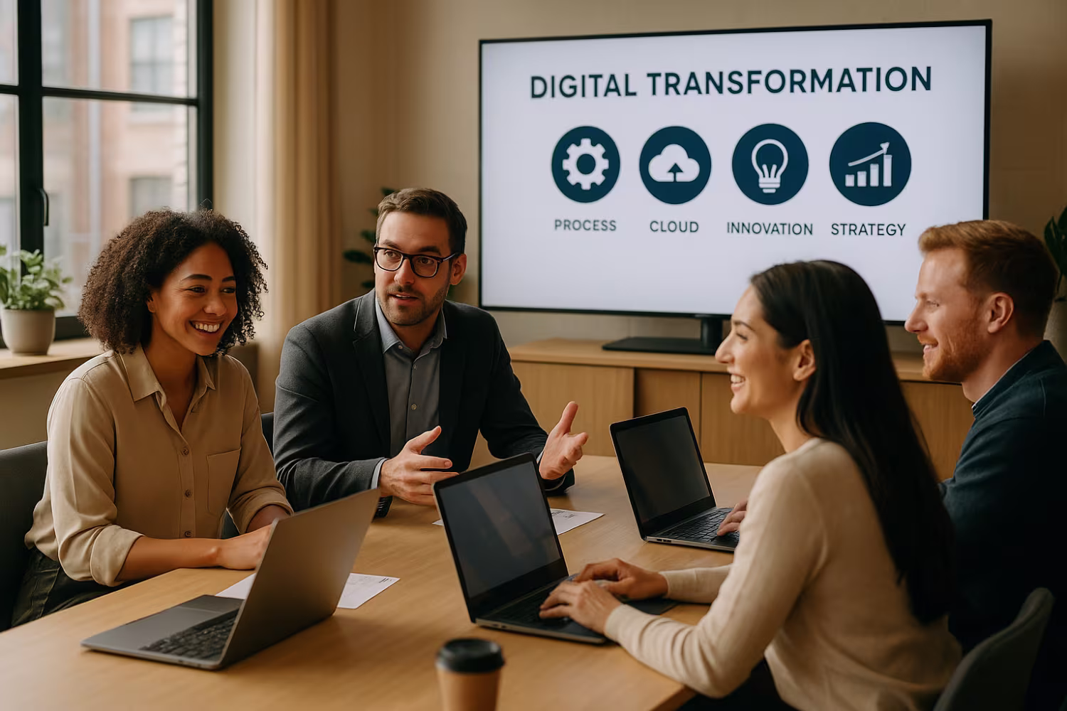 Team discussing digital transformation strategy