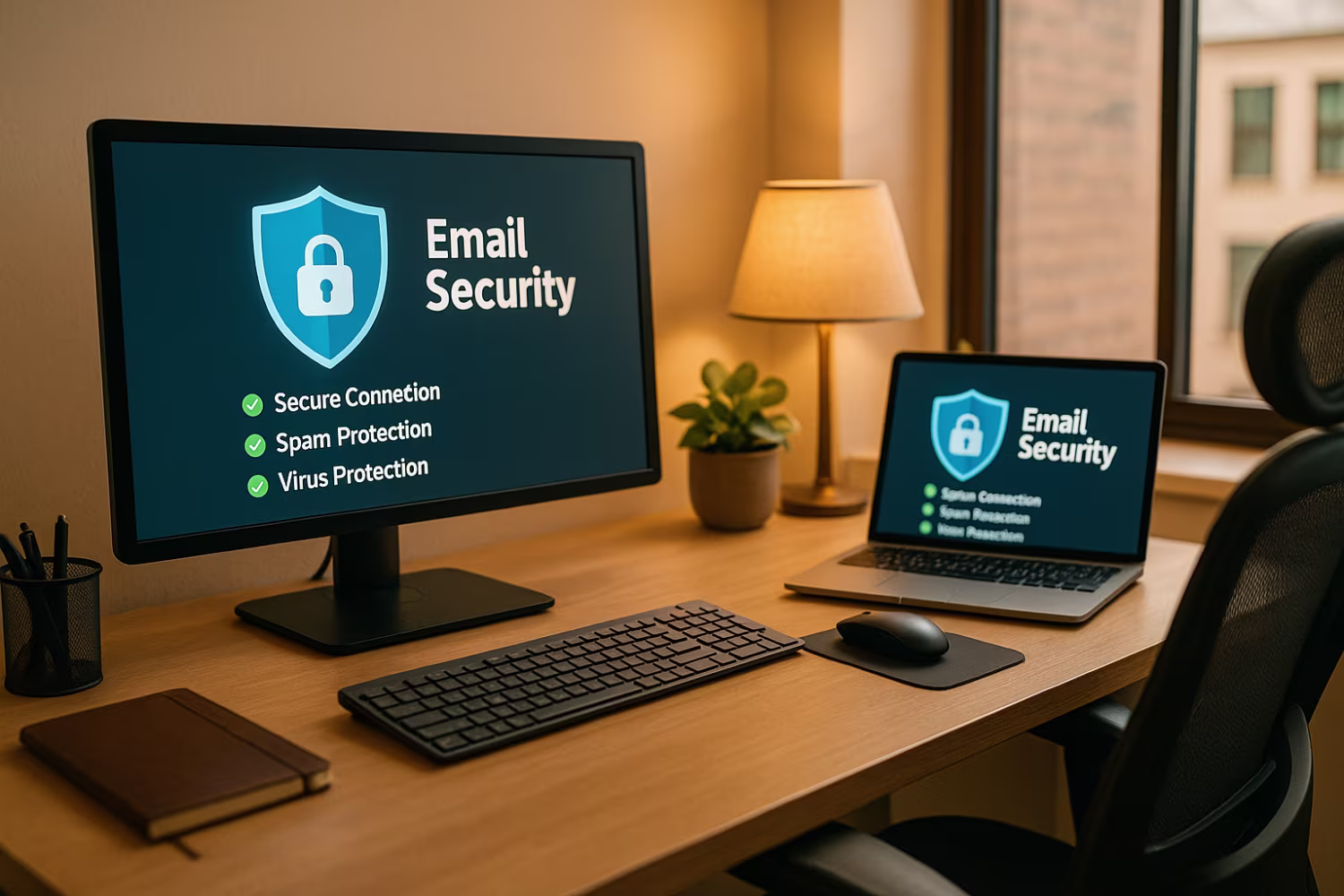 Office displaying email security solutions