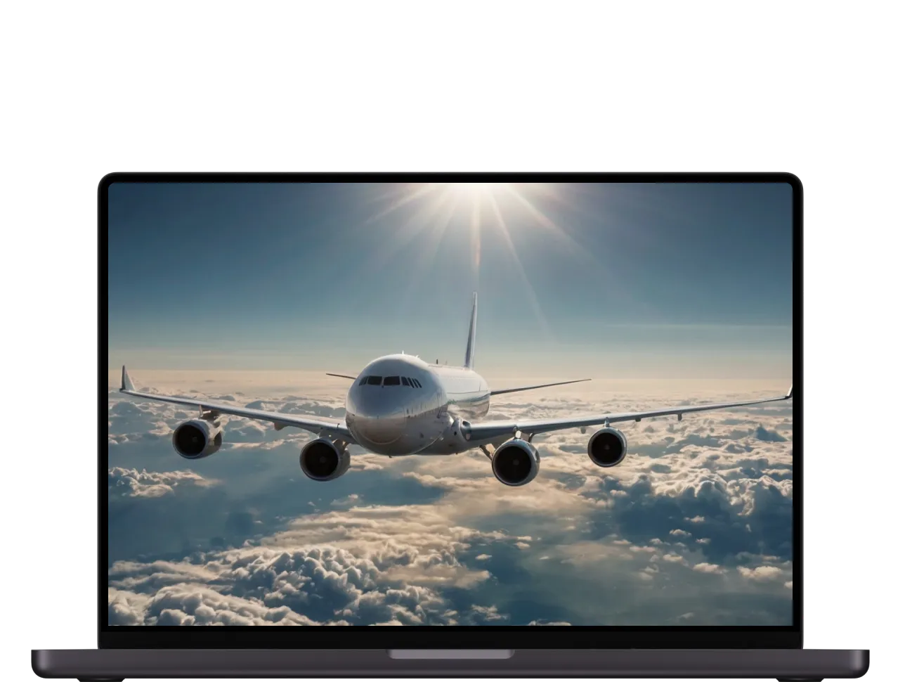 A plane travelling through the clouds