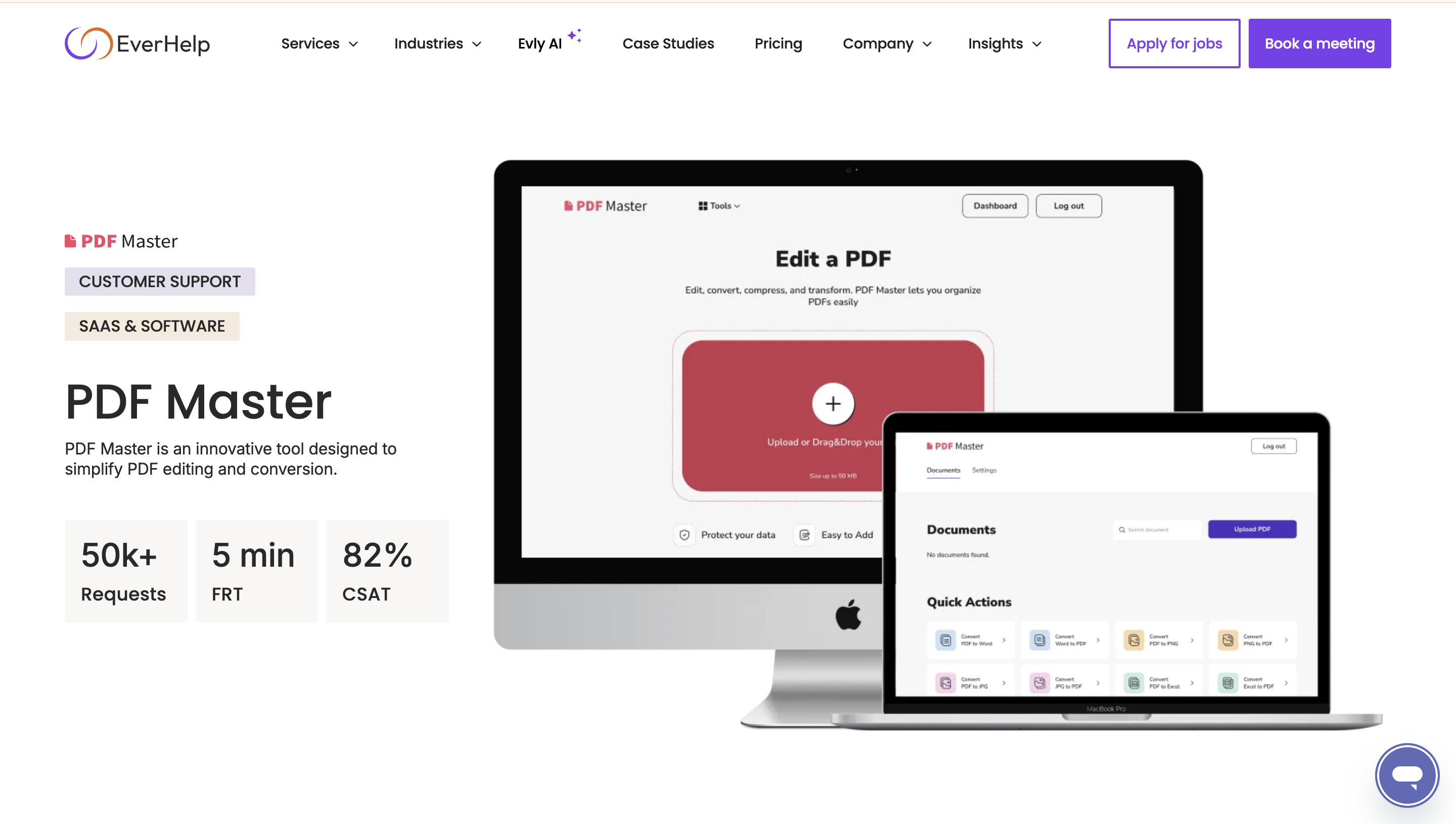 PDF Master saas tool case study screenshot from Everhelp