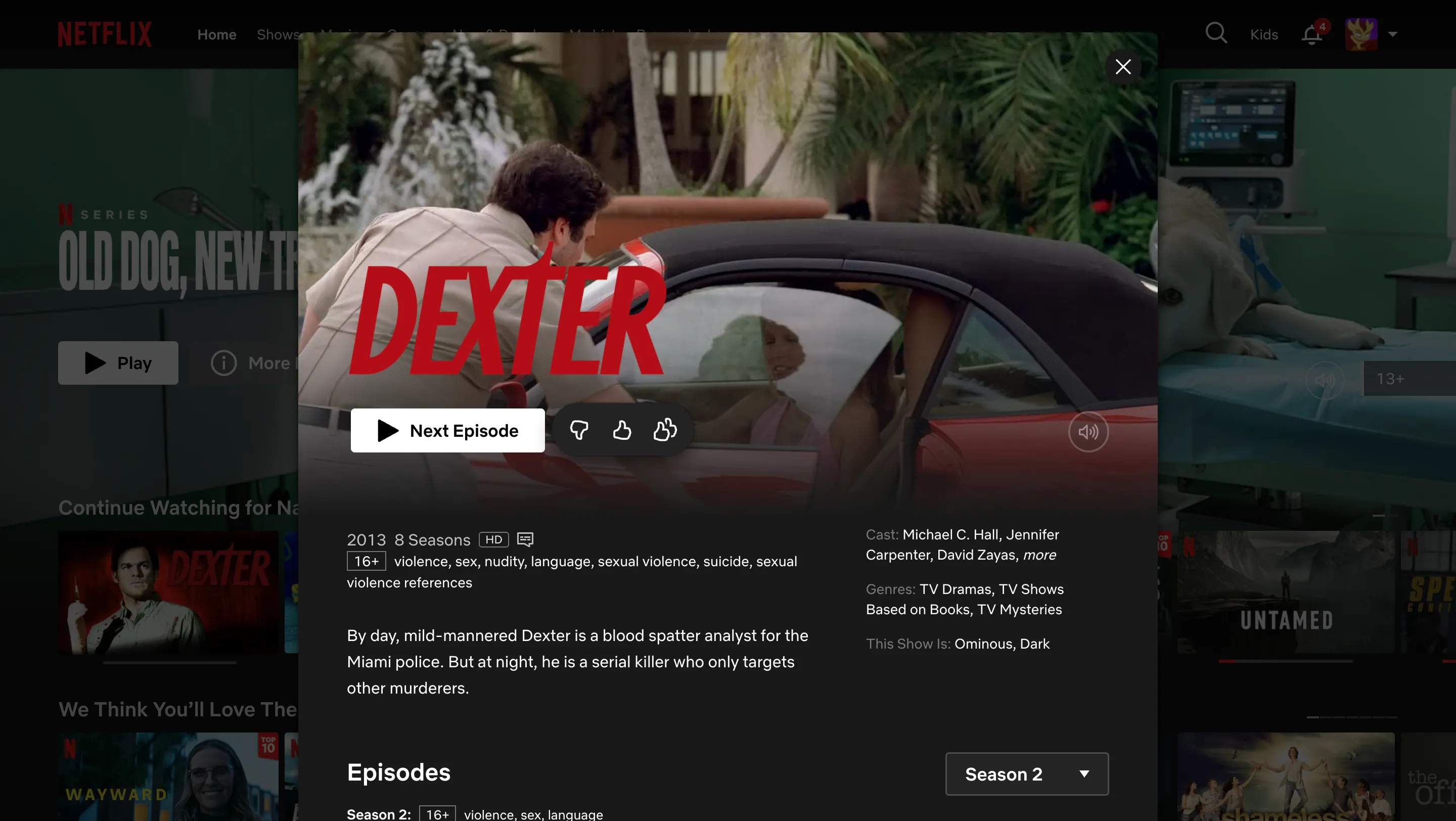 Netflix Dexter series screenshot