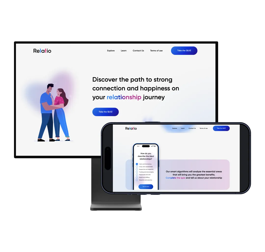 Relatio website main page on desktop and mobile - saas customer service Everhelp