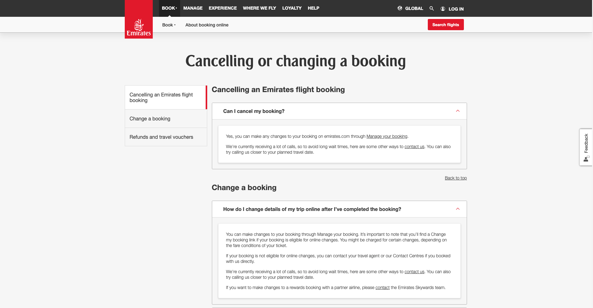 Emirates Customer Self-Service Example