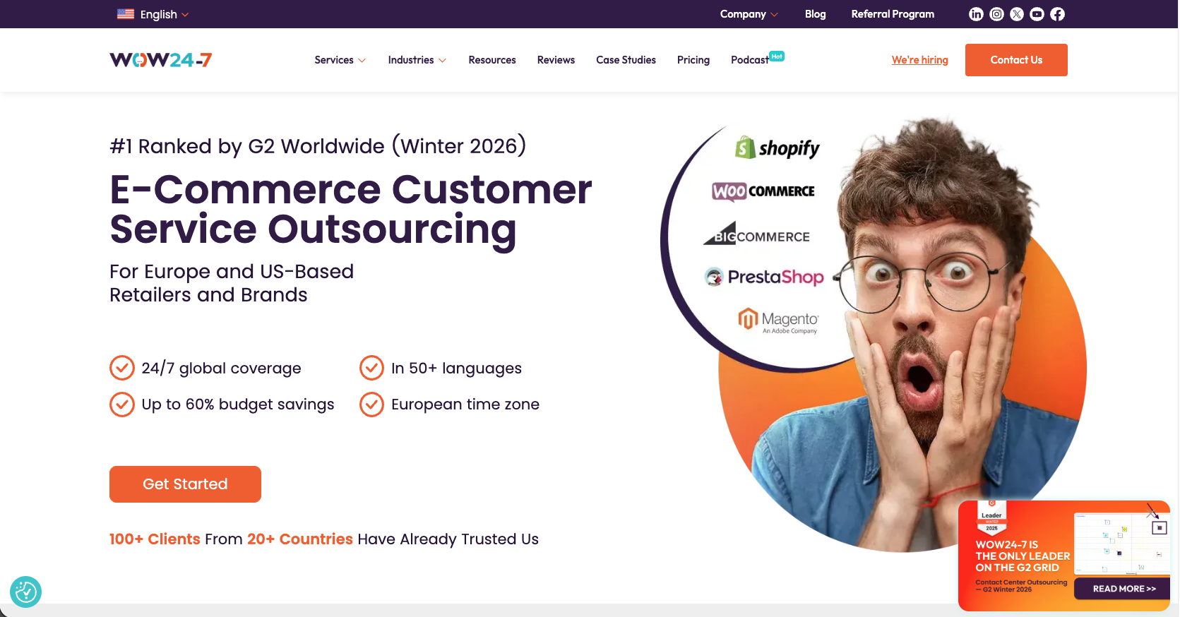 Wow 24 customer service outsourcing company for eCommerce Store
