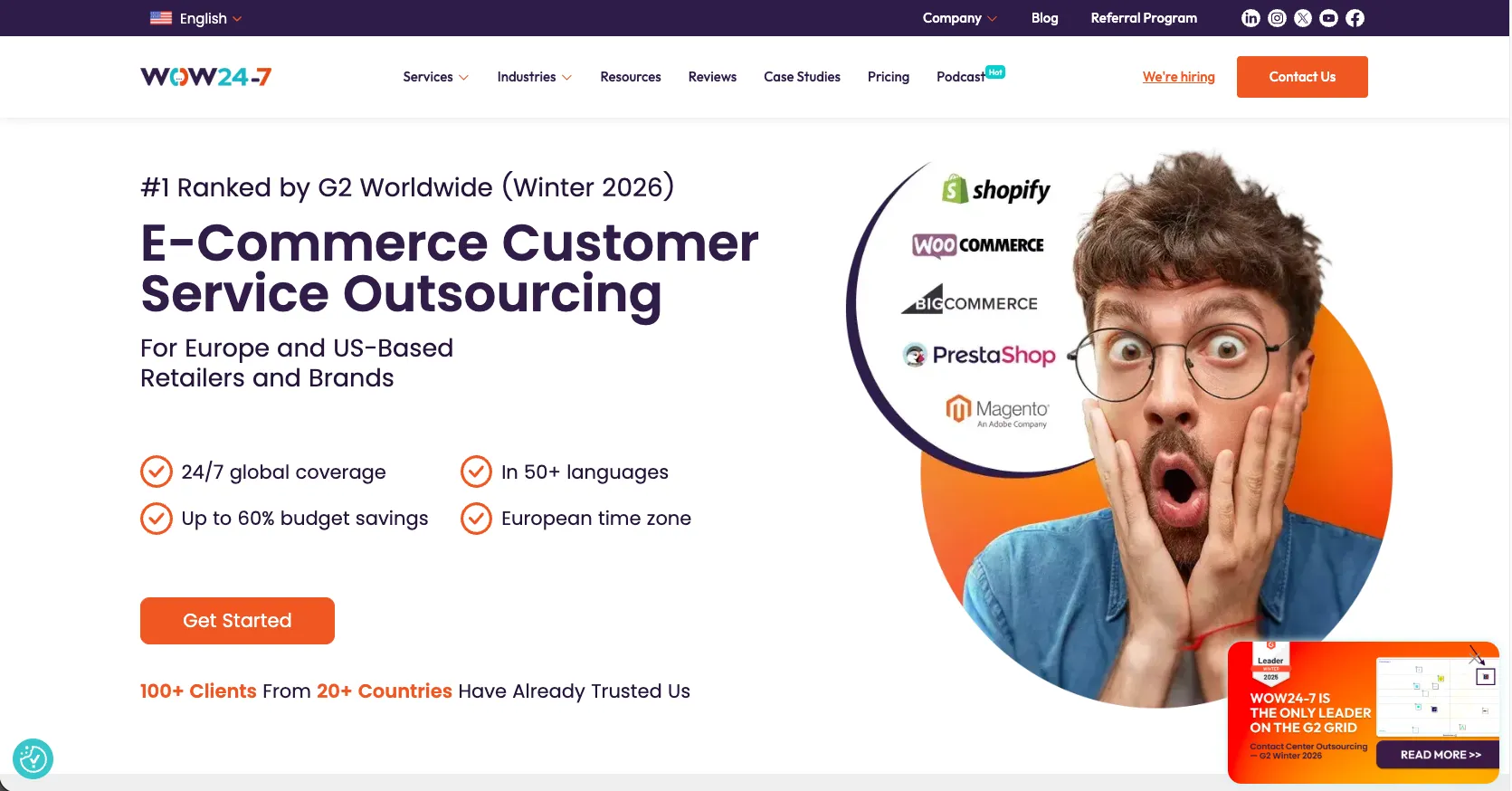 Wow 24 customer service outsourcing company for eCommerce Store
