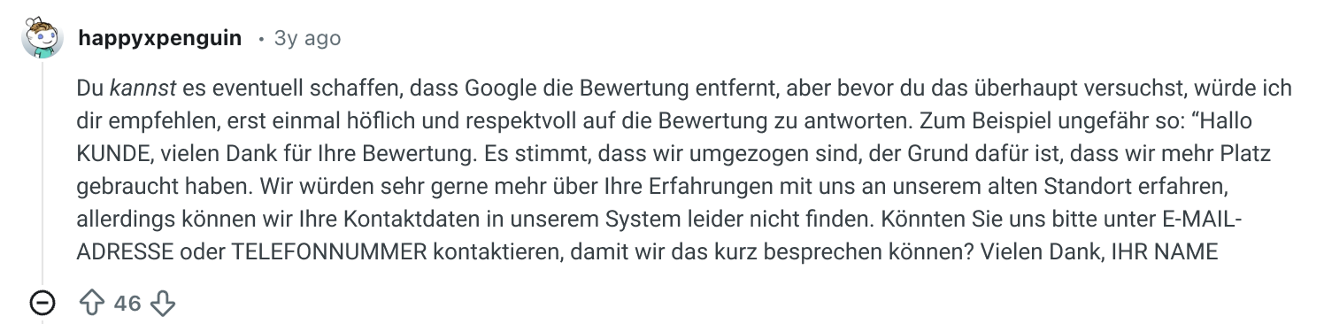 Auf Google rezensionen antworten