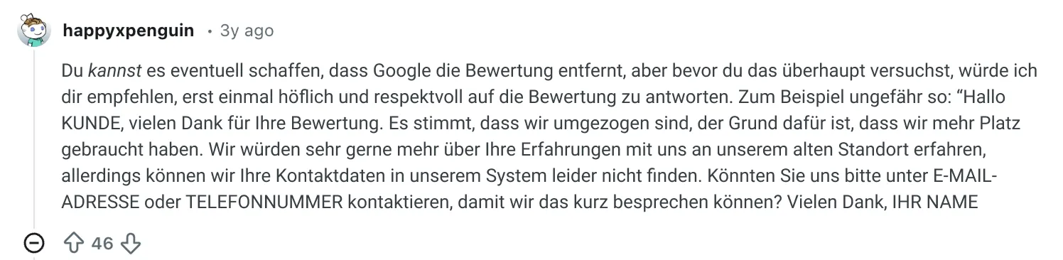 Auf Google rezensionen antworten