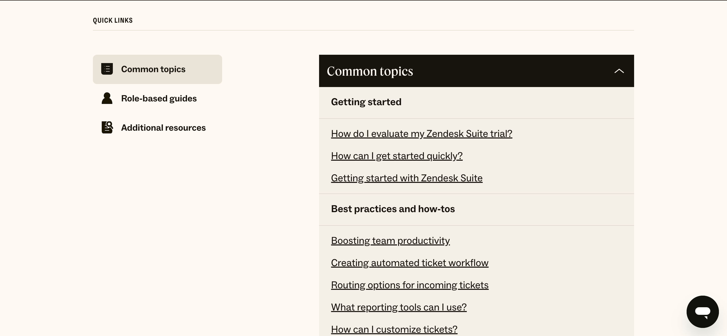 Zendesk knowledge base