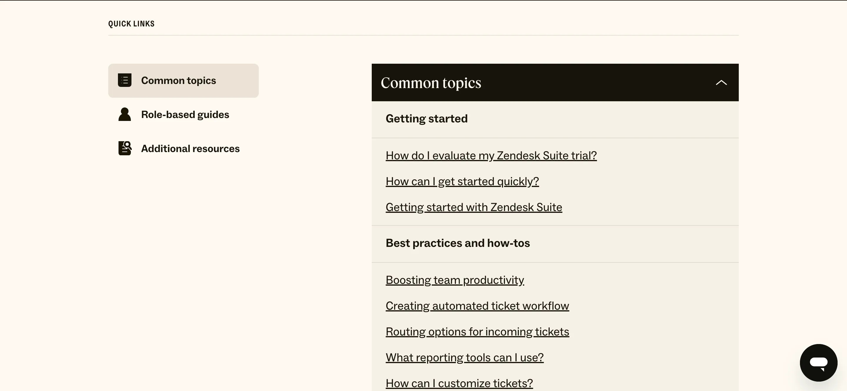 Zendesk knowledge base