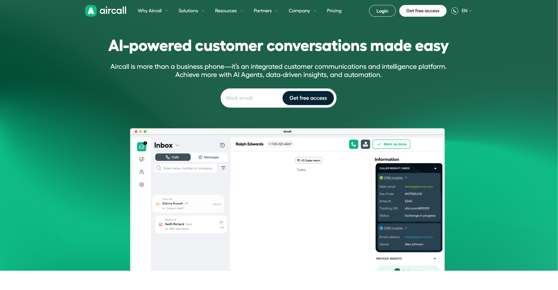 Air call center phone system