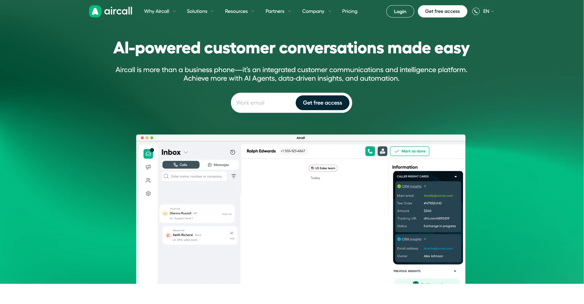 Air call center phone system