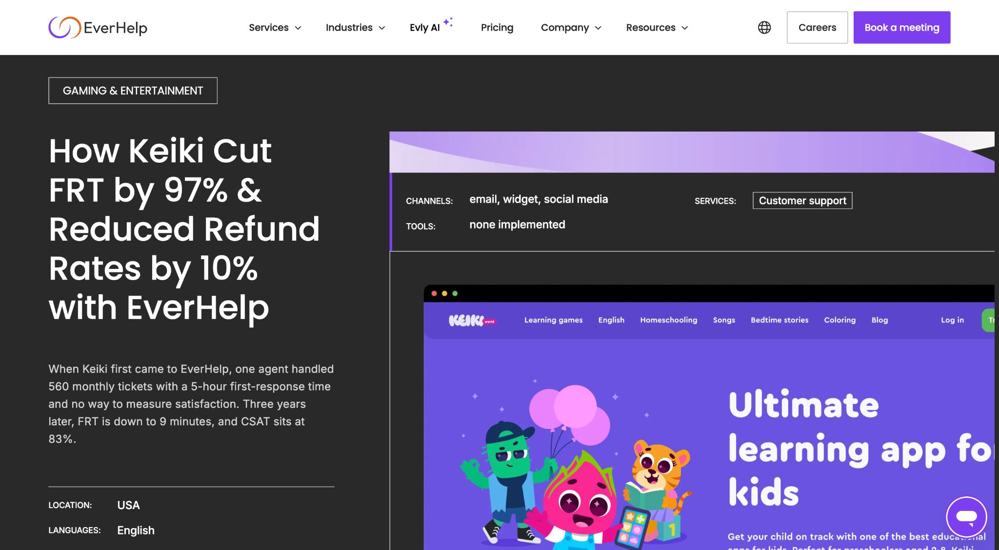 Edutainment app for children (Gaming) AI adoption results by EverHelp