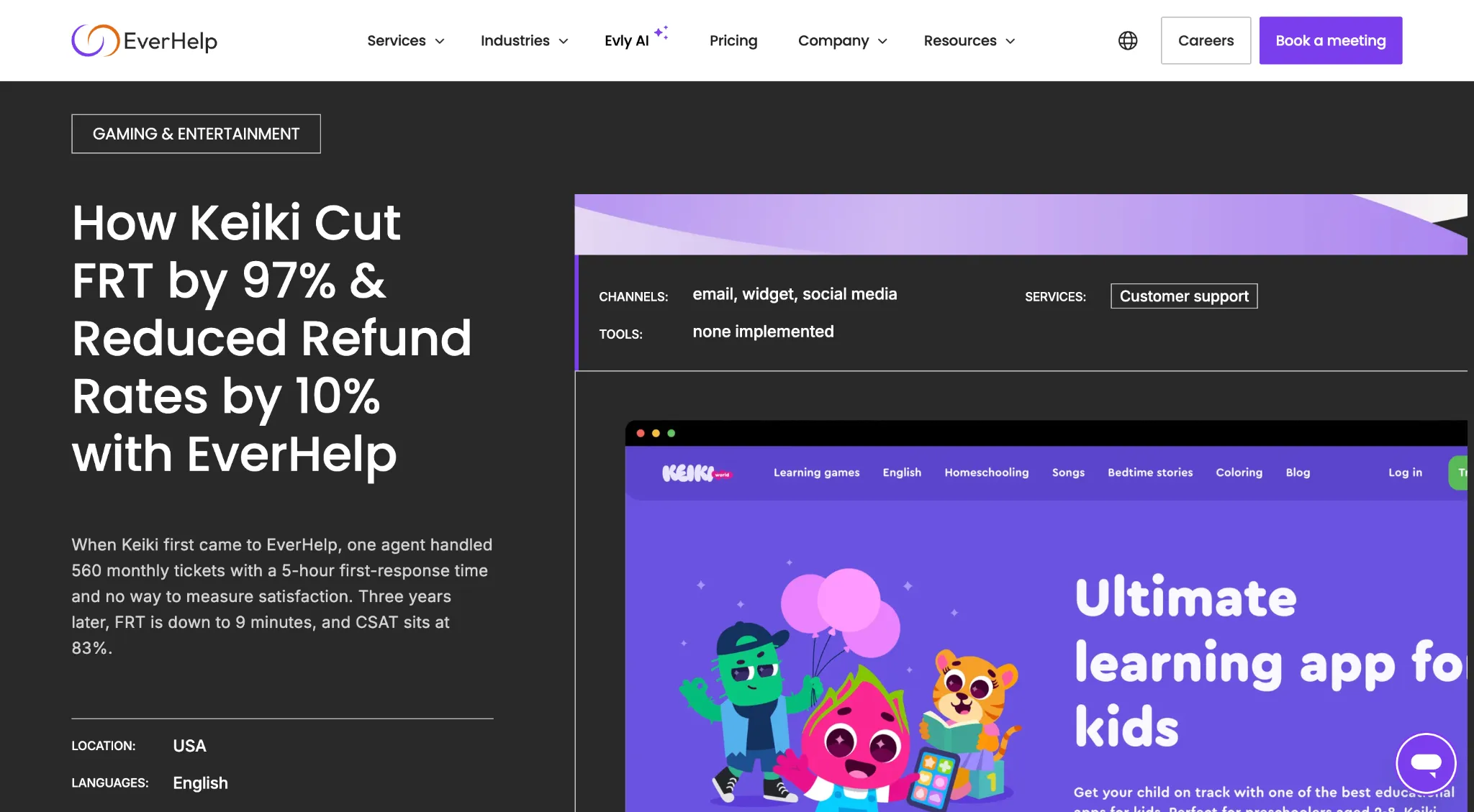 Edutainment app for children (Gaming) AI adoption results by EverHelp