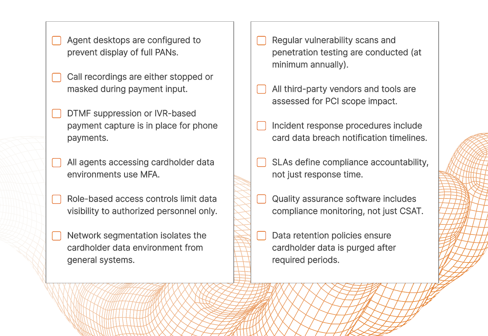 checklist call center pci compliance