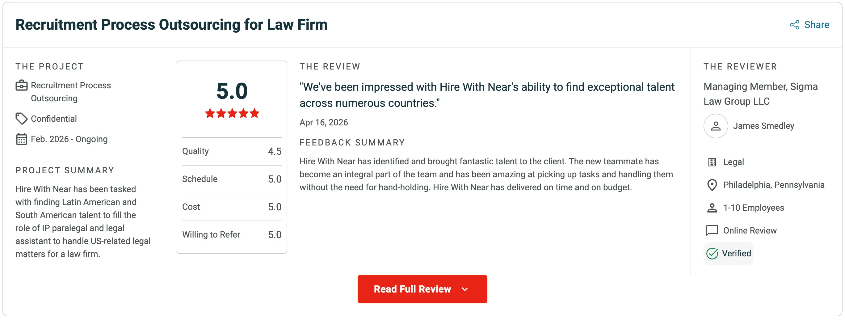 Near recruitment services clutch reviews