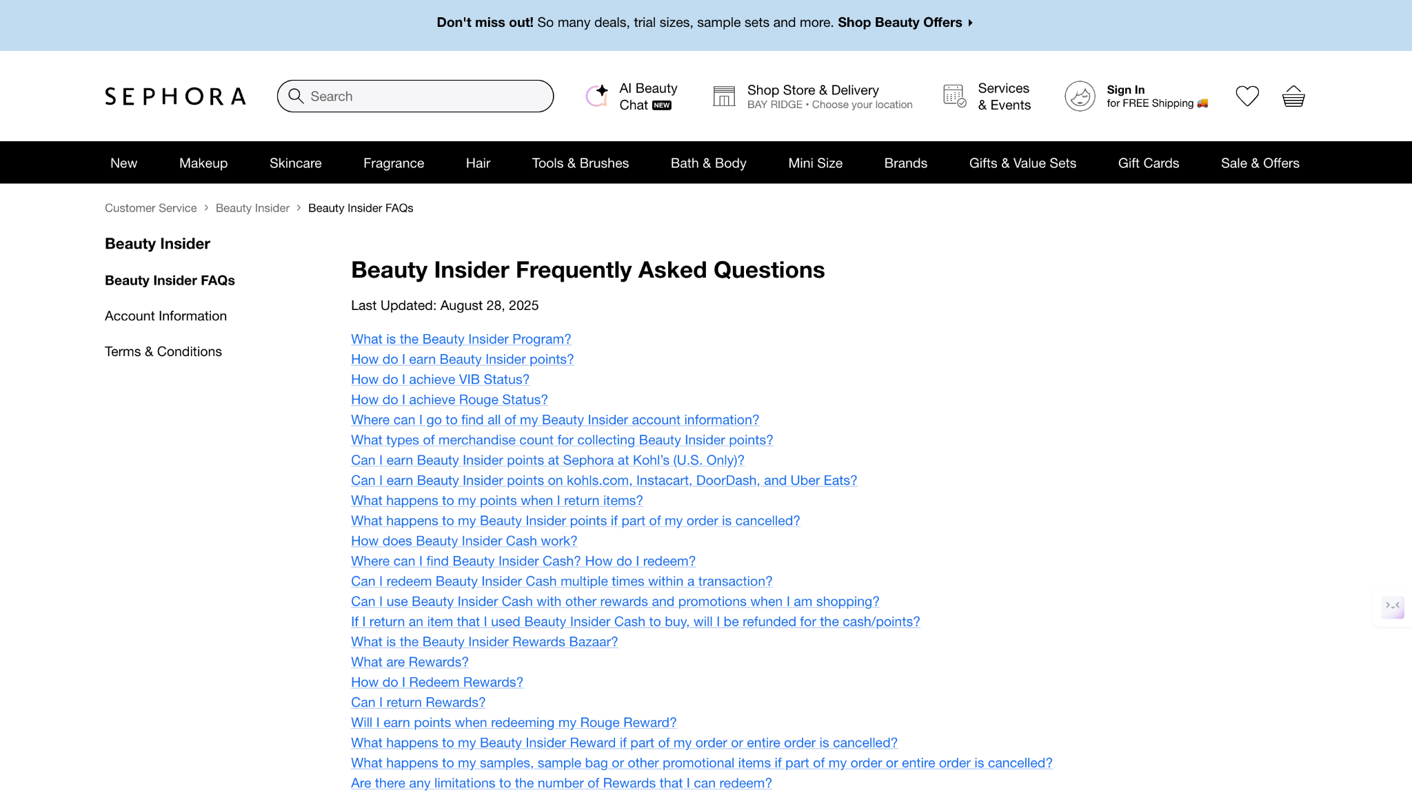 Sephora FAQ omnichannel retail experience