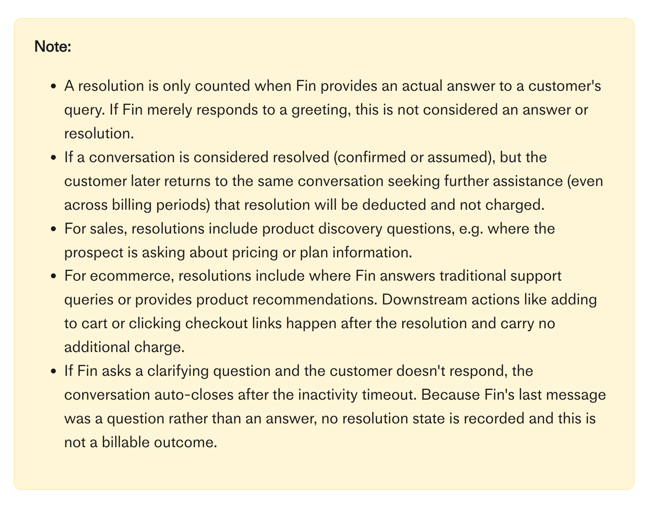 what counts as a resolution explanation by Fin  Intercom