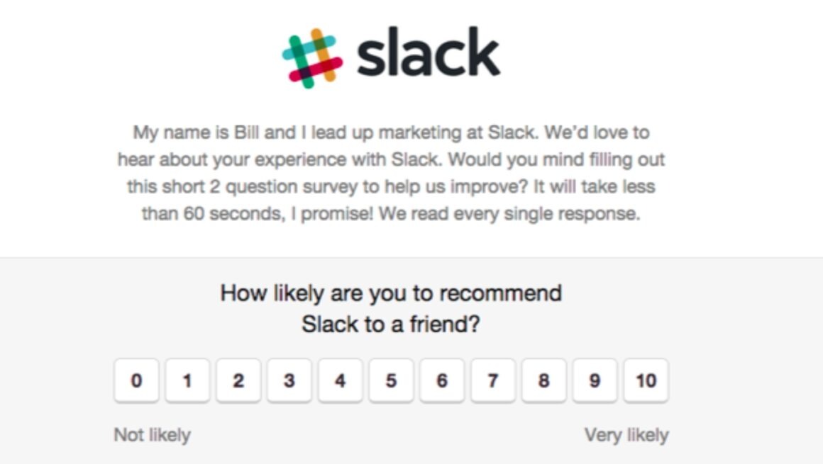 Slack NPS survey example 