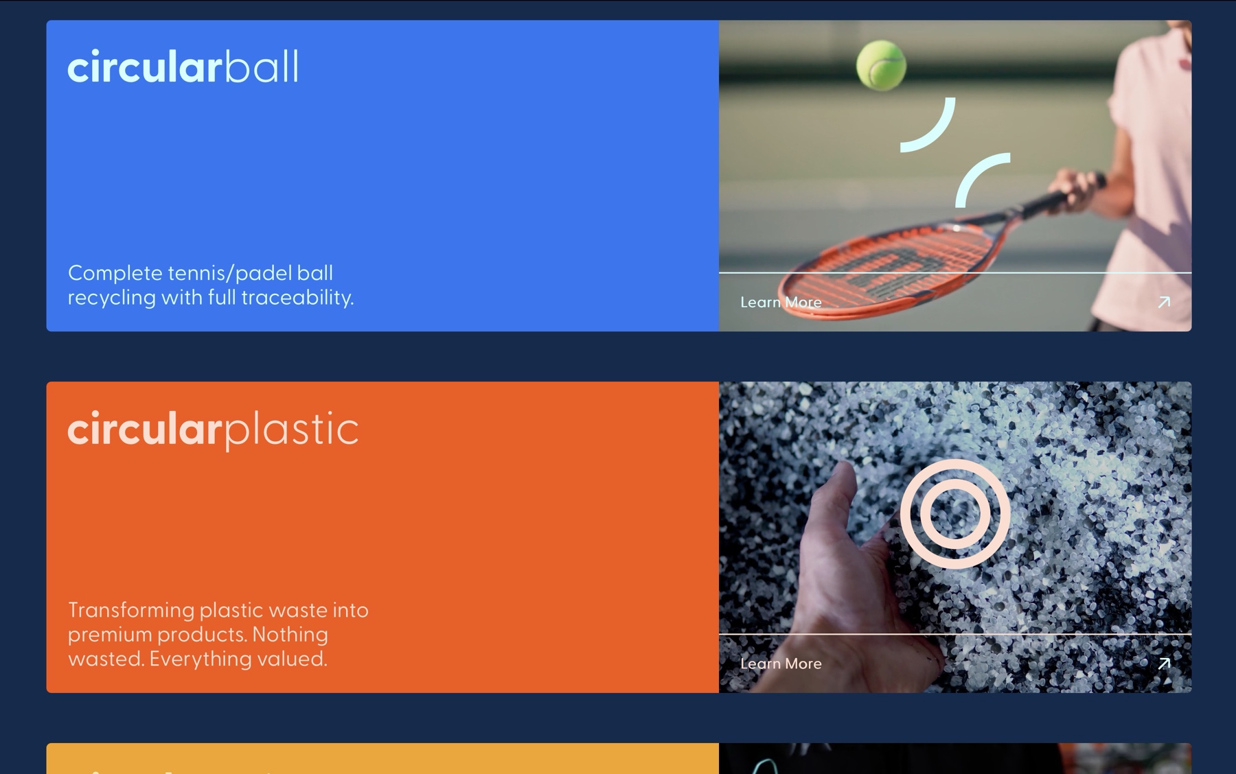 Initiatives row with video backgrounds and icon overlays