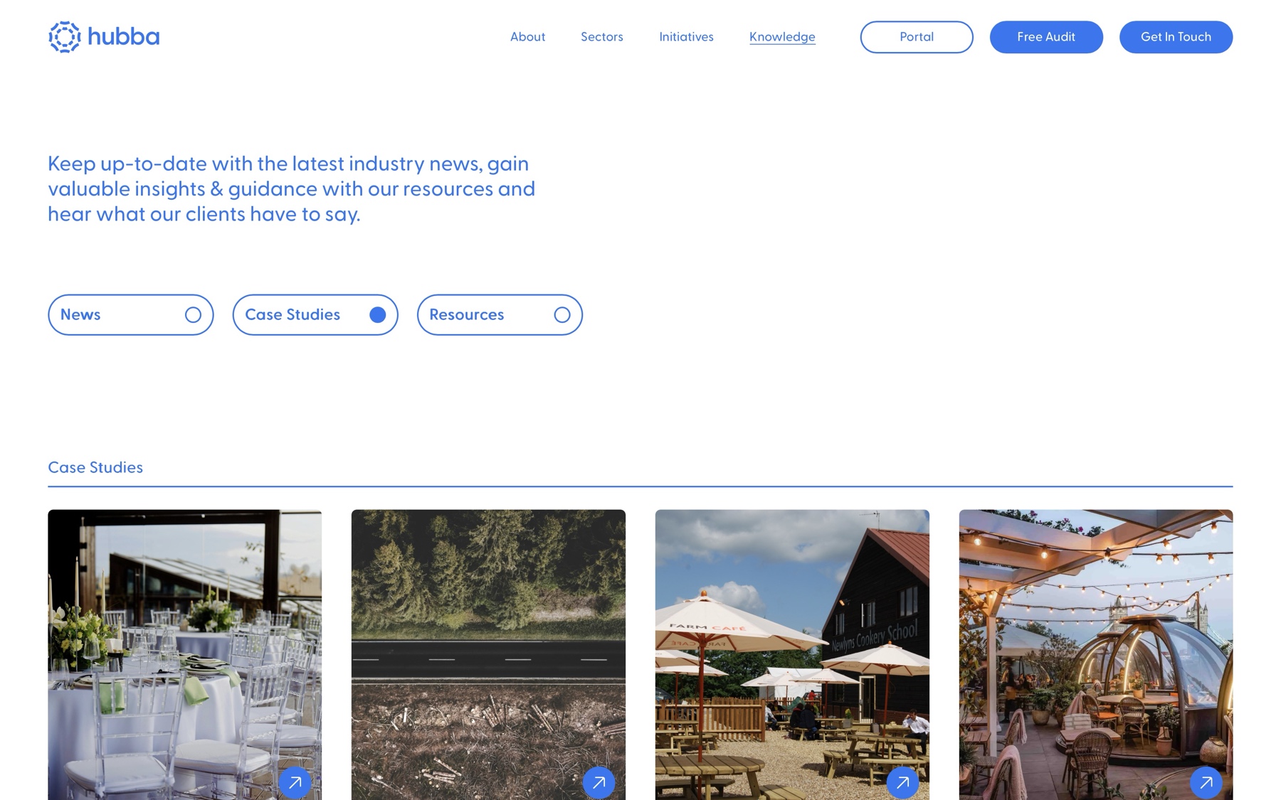 Resources page with different content types