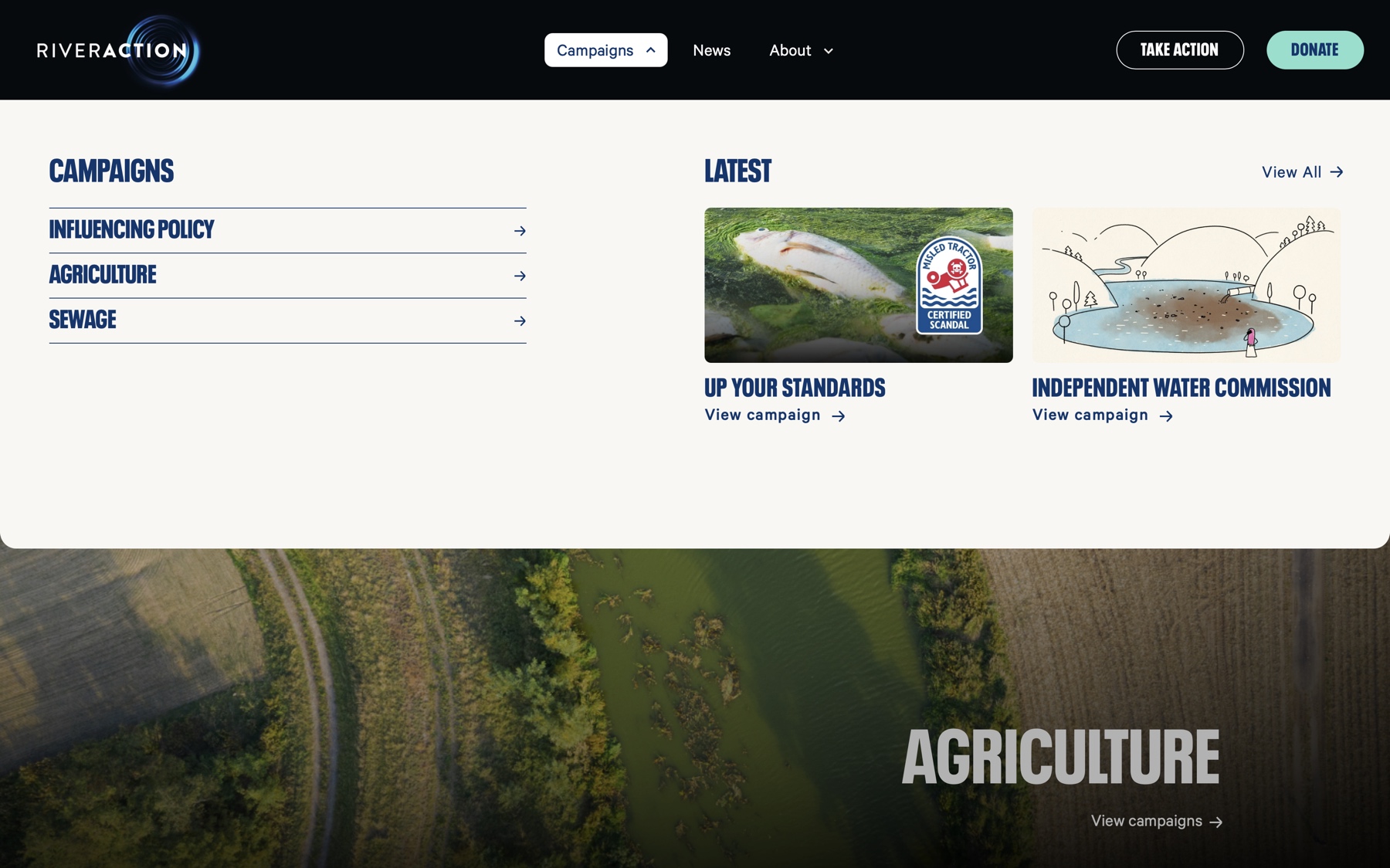 Dropdown menu with latest content