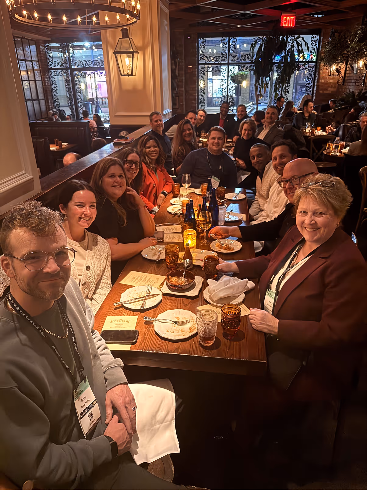 Halda team group enjoying dinner together at a restaurant