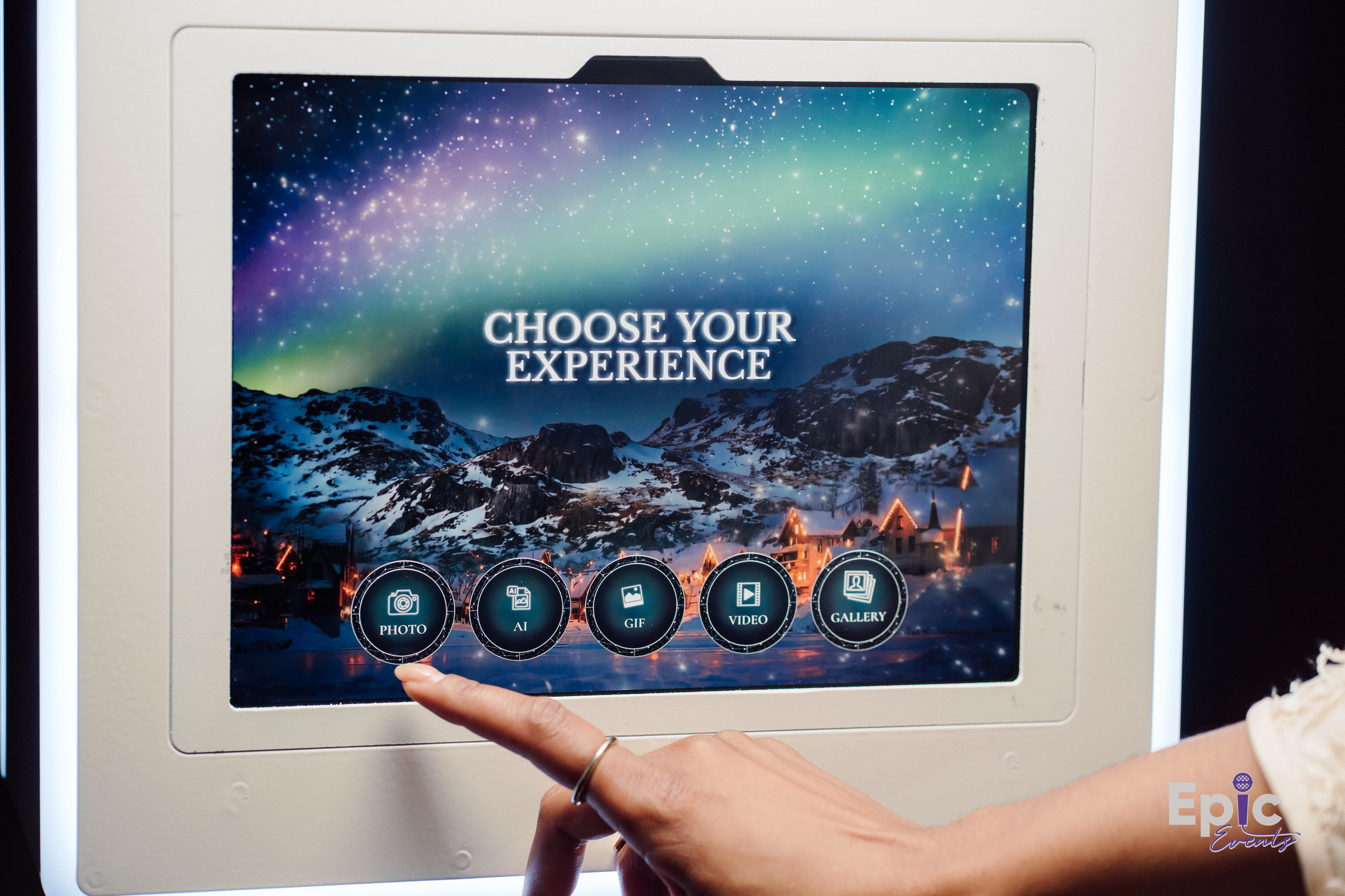 Holiday Constellation experience on Epic Events'
photo booth touchscreen at a Washington DC
holiday activation.