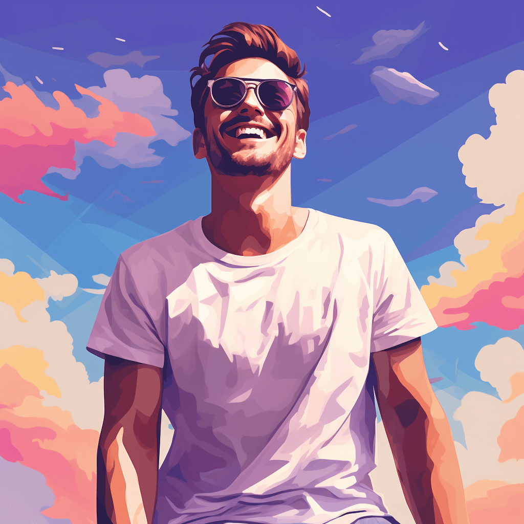 An illustration of a guy enjoying the sunshine