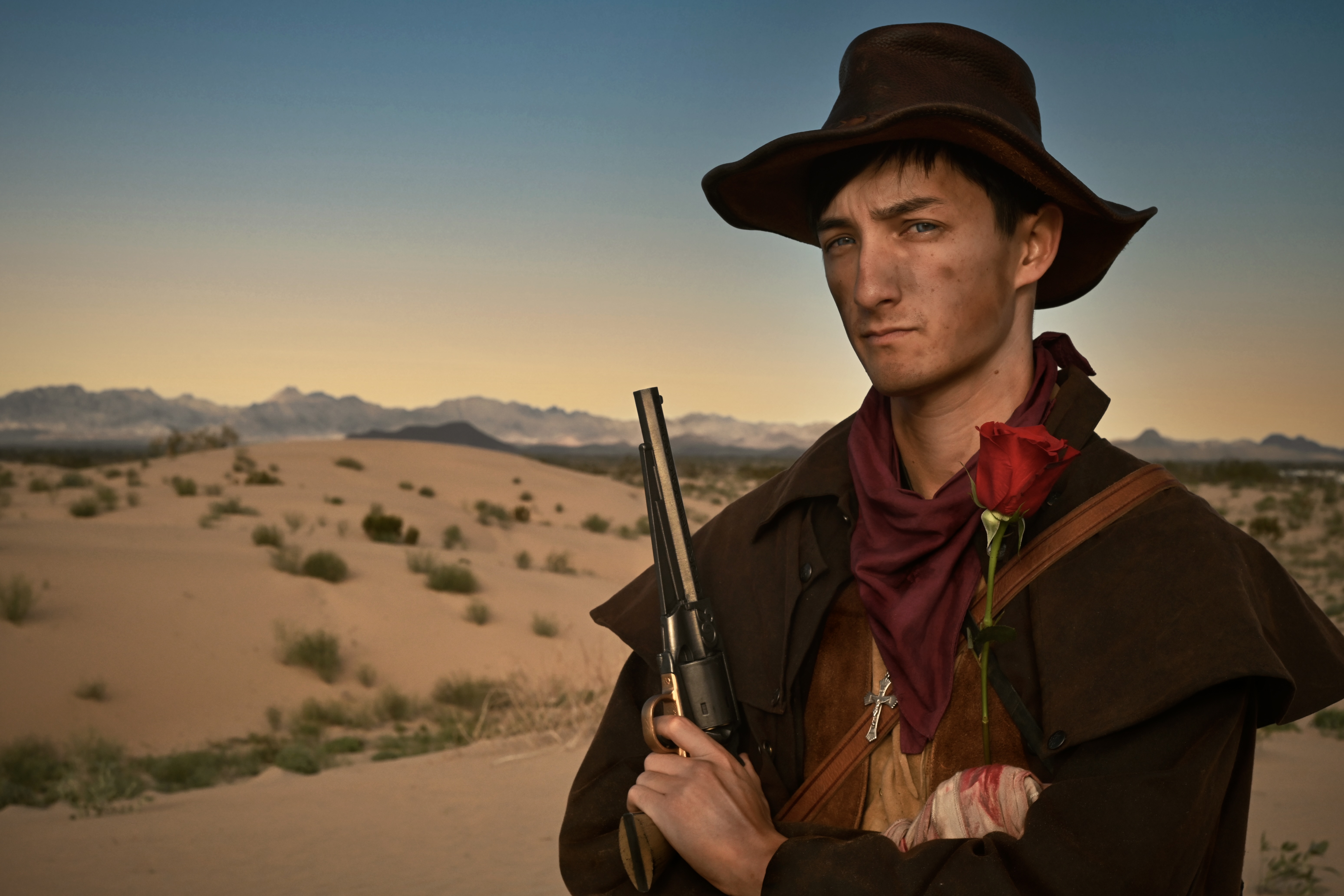 3D printed revolver and a real rose!