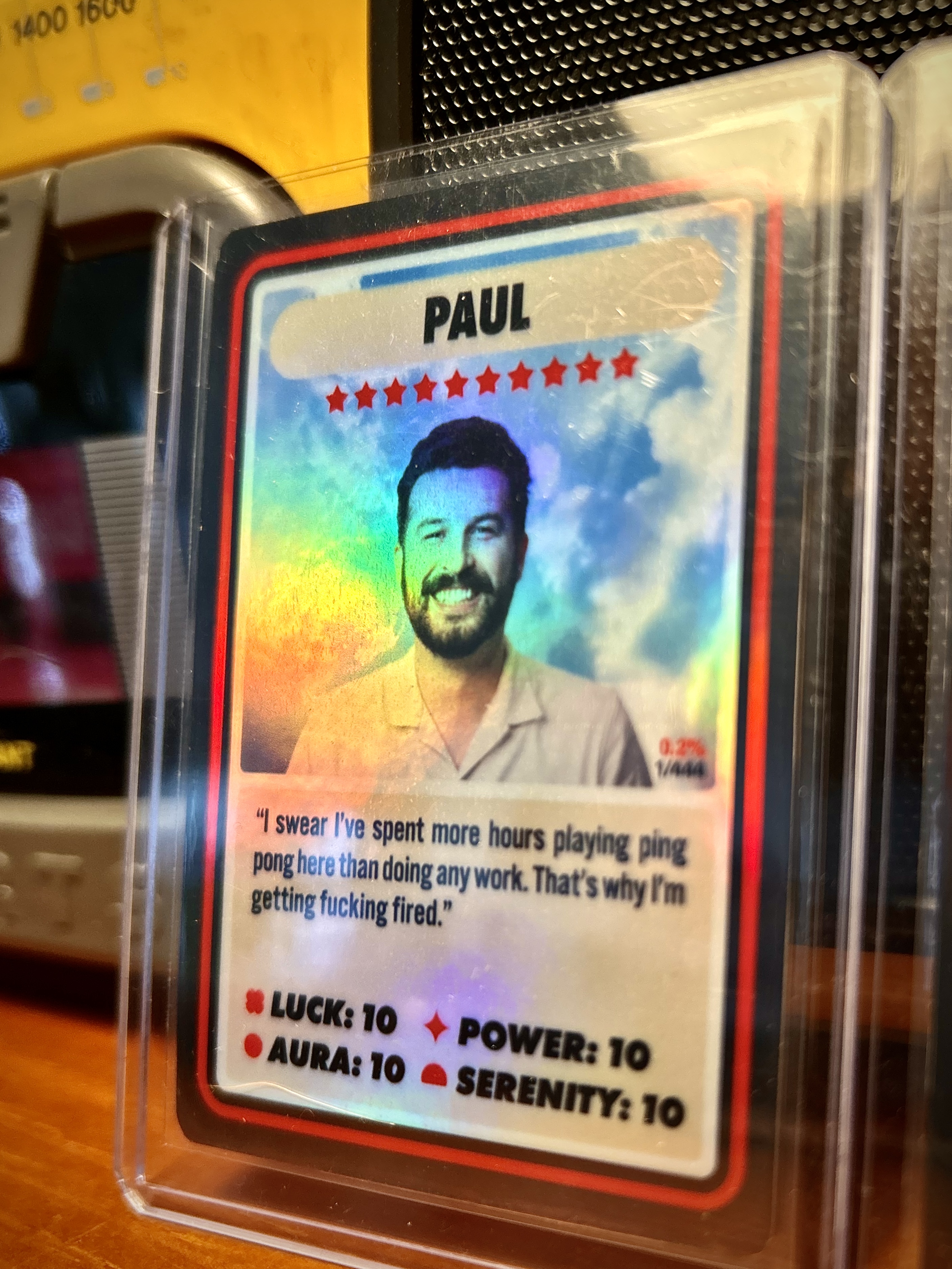 The 1 holographic Paul Crawford trading card