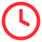 Outline graphic of a clock face icon.