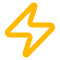 Outline graphic of a lightning bolt symbol.