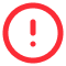 Outline graphic of an exclamation mark within a circle.