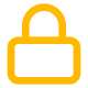 Outline graphic of a padlock symbol.
