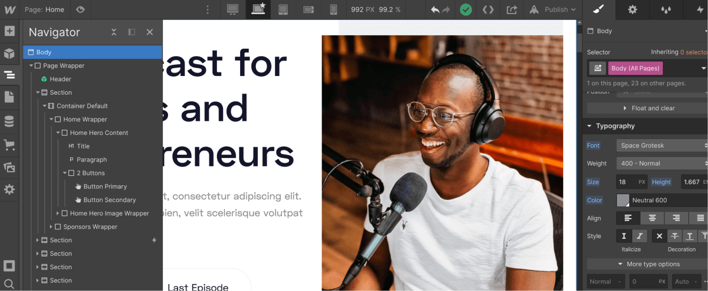 Typography - Podcast X Webflow Template
