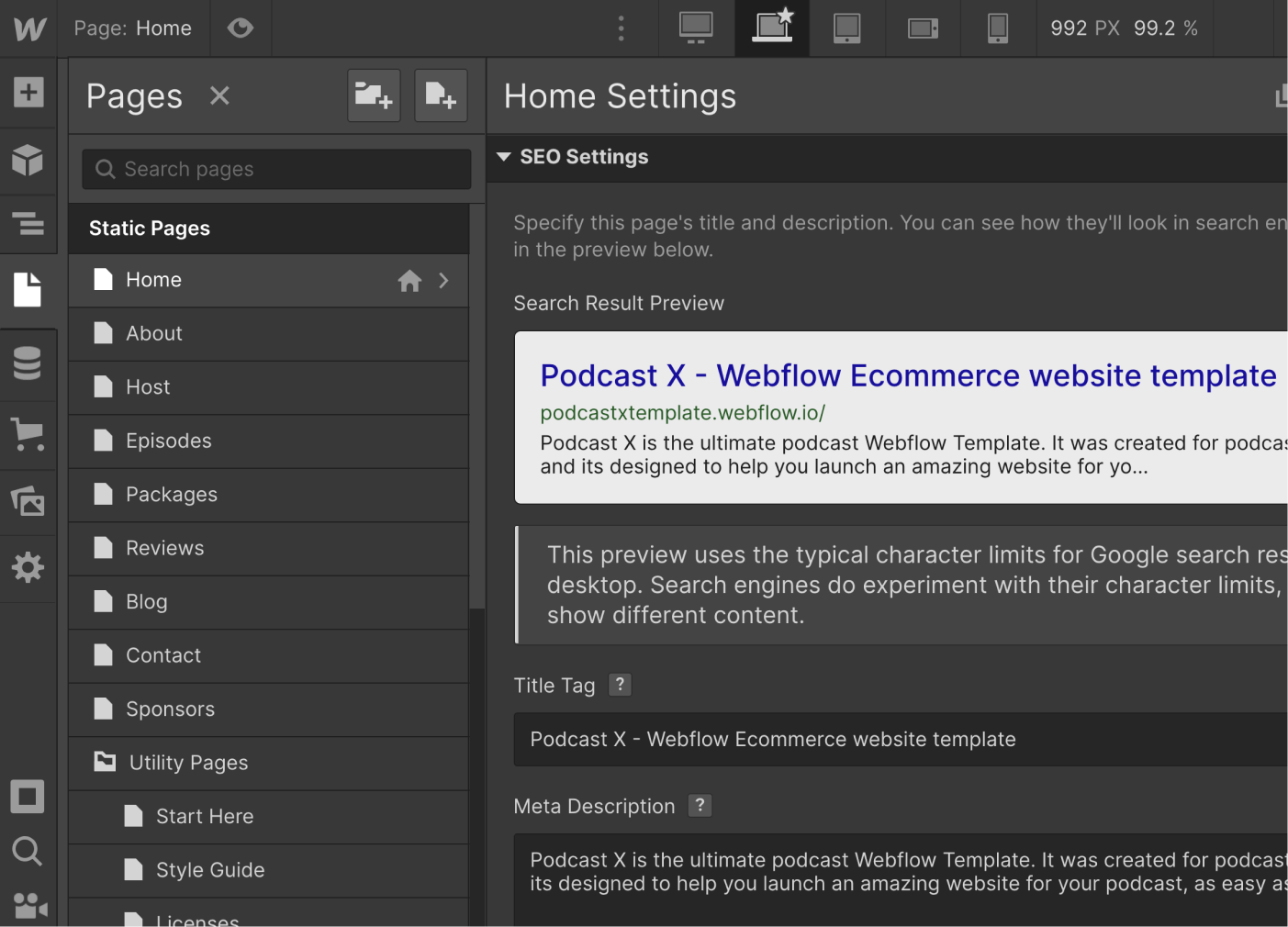 SEO - Podcast X Webflow Template