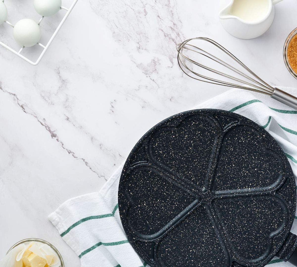 Natural stone countertop with hot pan