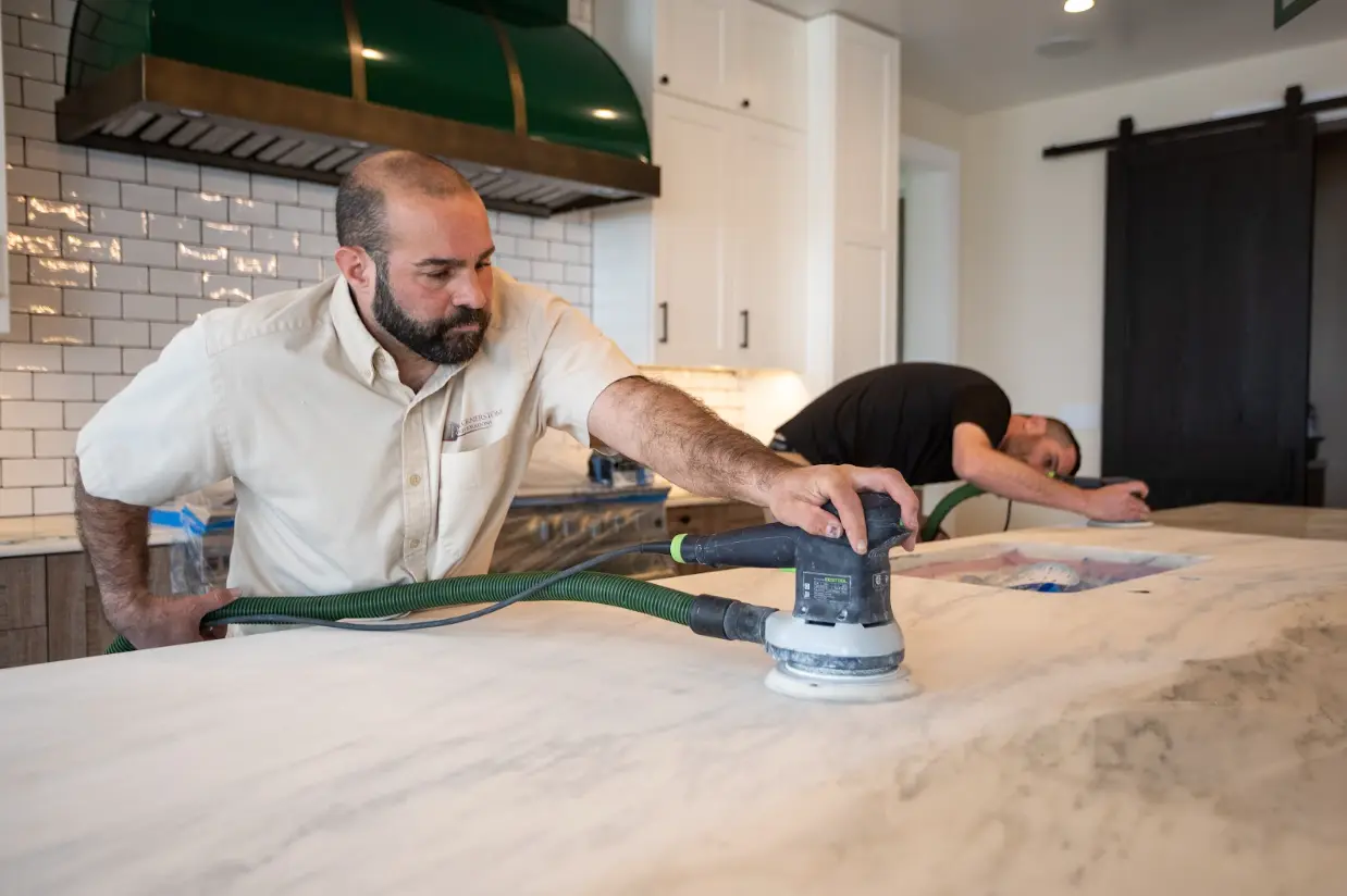 Hairline crack in natural stone countertop